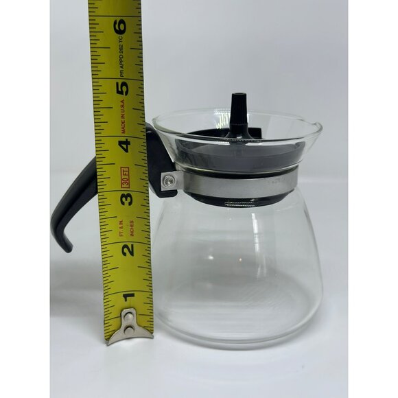 VTG Unknown Brand Glass Small Mini Coffee Tea Carafe Pot With Lid Handle Serving - Picture 5 of 5